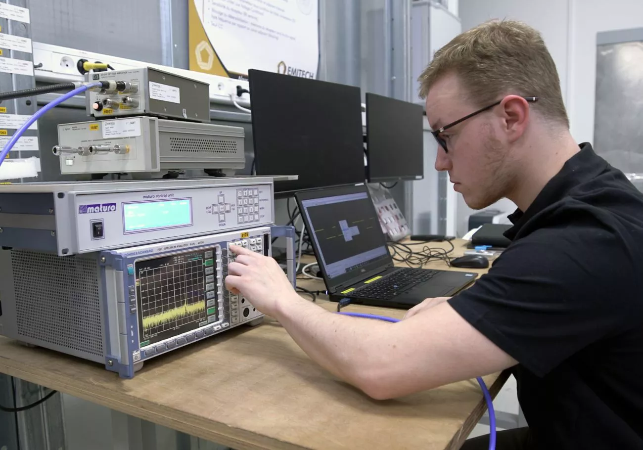 Operator in front of his radio frequency receiver