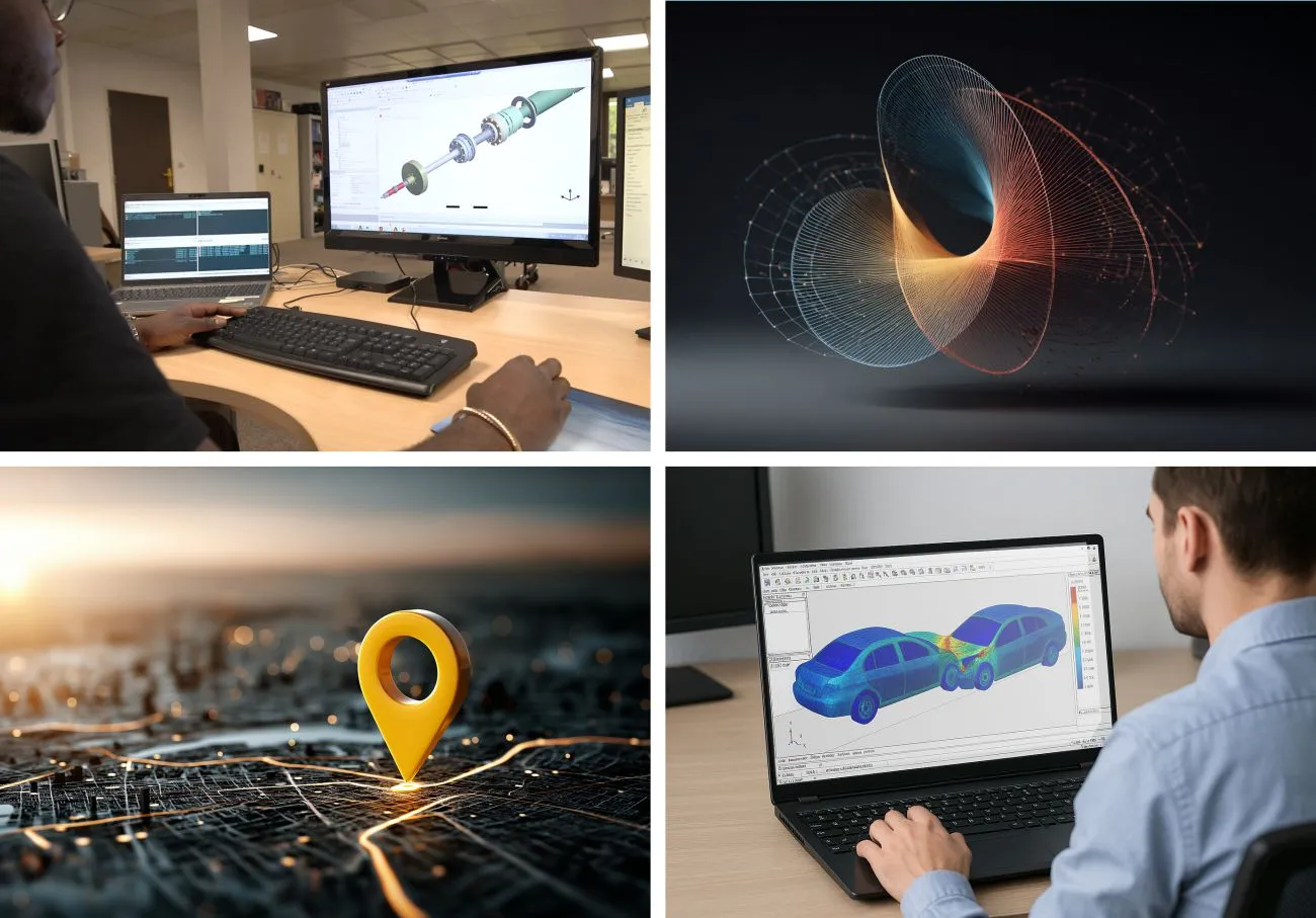 4 images, each presenting a different type of engineering